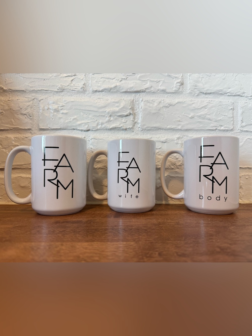 Farm Mug Set of 3 Farm Wife Farm Body Large Ceramic Mugs